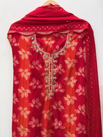 Karvachauth Special Deep Red Modal Silk Suit