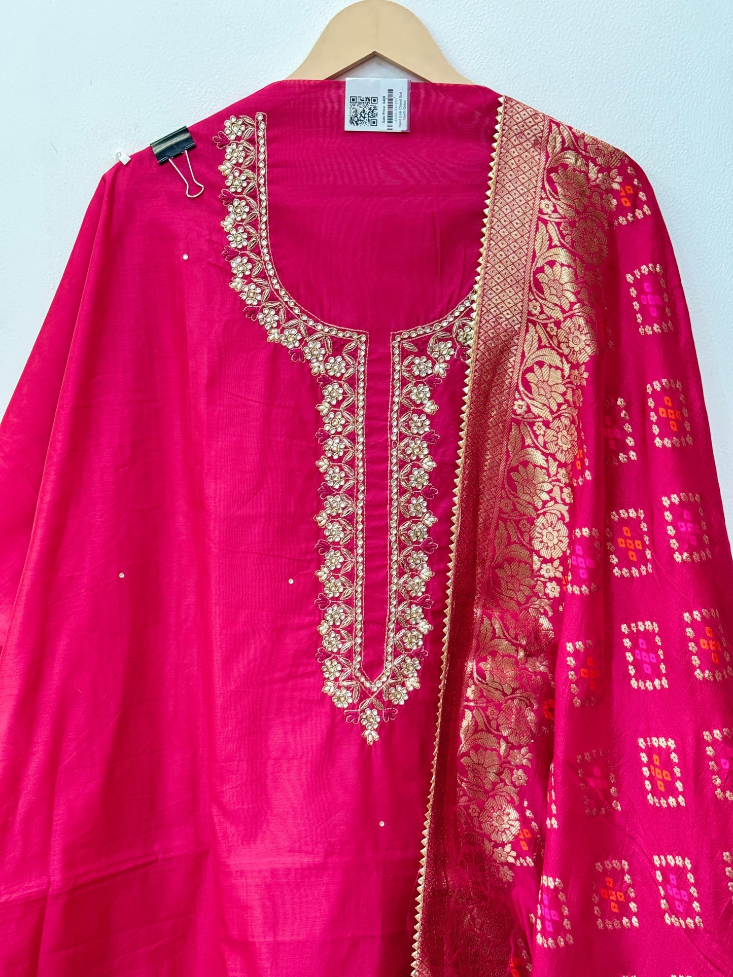 Embroidered Magenta Chanderi Suit (Karva Special)