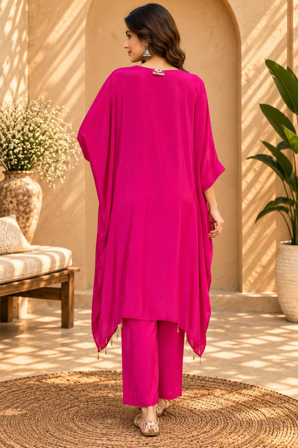 Pure Crepe Silk Kaftan With Pants