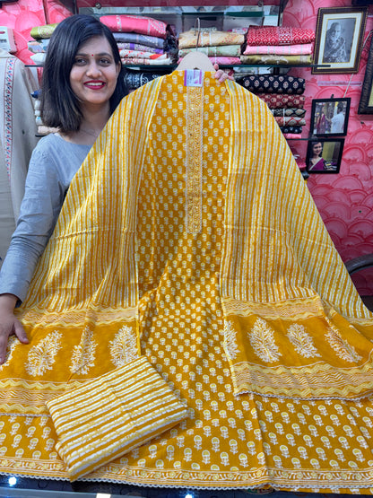Cotton Suit with Designer Neck Patti