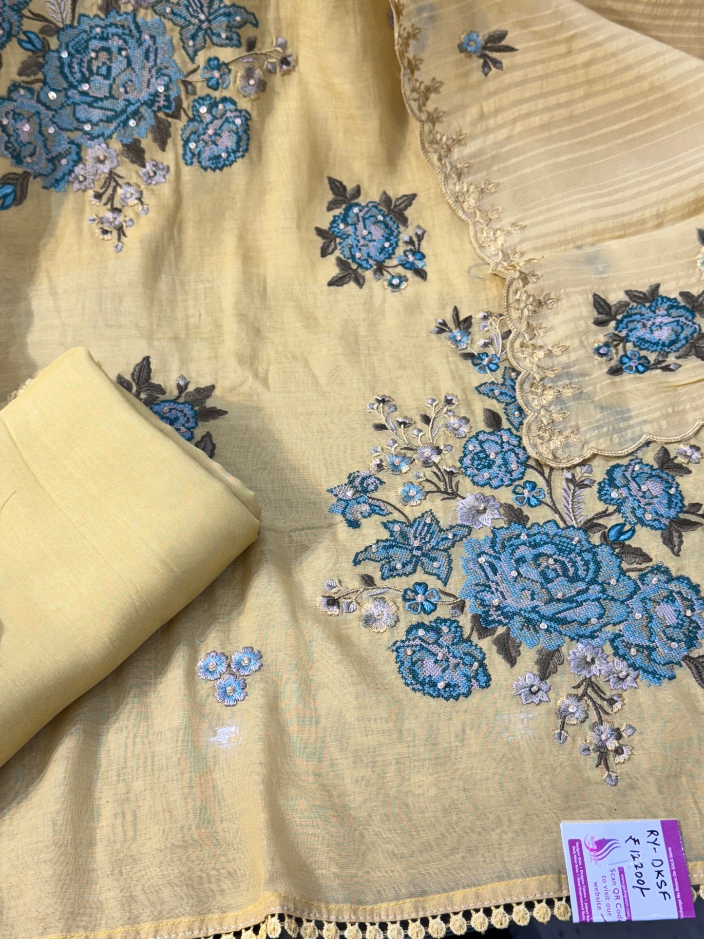 Designer MulMul Suit with Heavy Embroidery