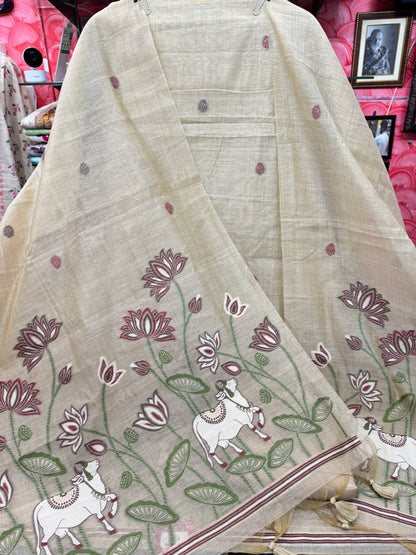 Jamdani Pichwai Art Suit