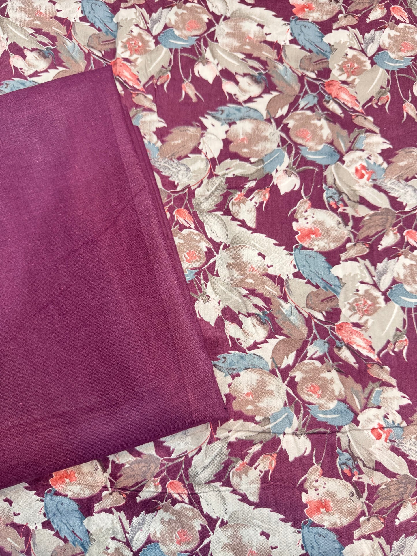 Pure Cotton Muslin Co-Ord Set Fabric upper Bottom Without Dupatta
