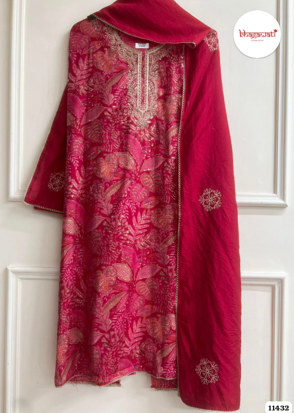 Beautiful Modal Silk Suit with Machine Embroidery