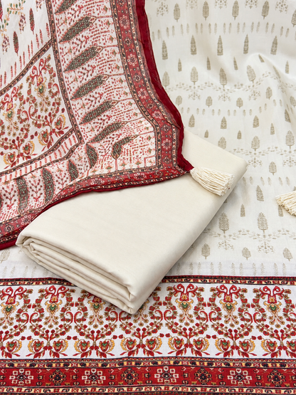 Premium Muslin Suit Set with Traditional Floral Print & Designer Dupatta | Elegant Ethnic Wear for Women