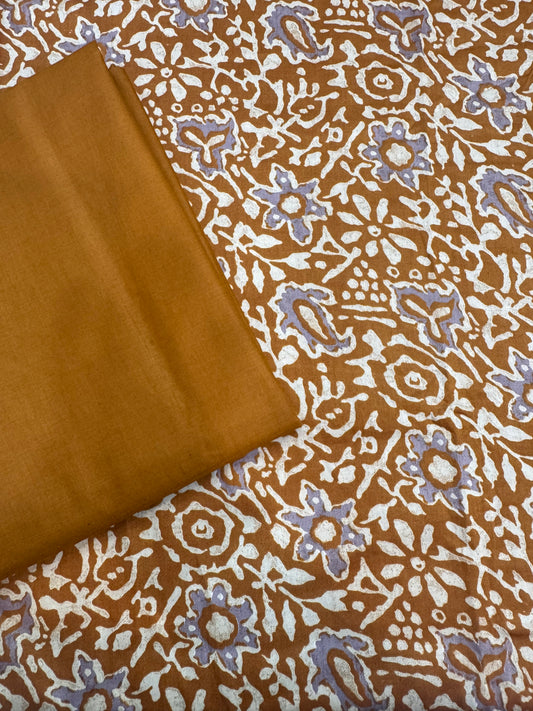 Pure Cotton Muslin Co-Ord Set Fabric upper Bottom Without Dupatta