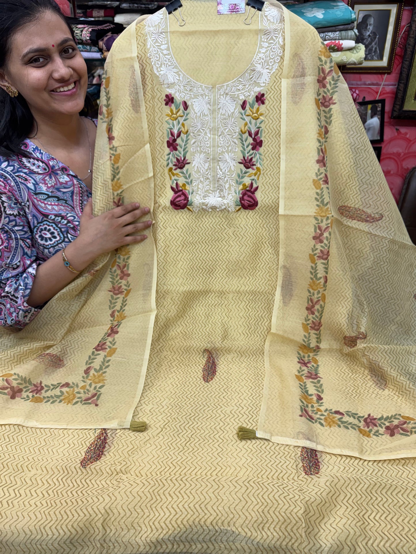 Cotton Suit with Applique Work