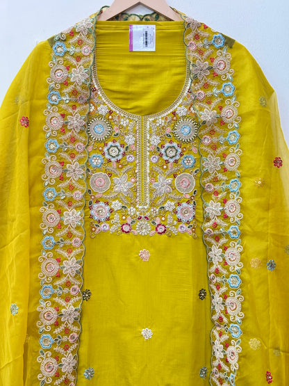 Designer Silk Suit with Hand Embroidery