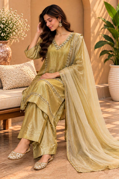 Shimmer Silk A Line Suit
