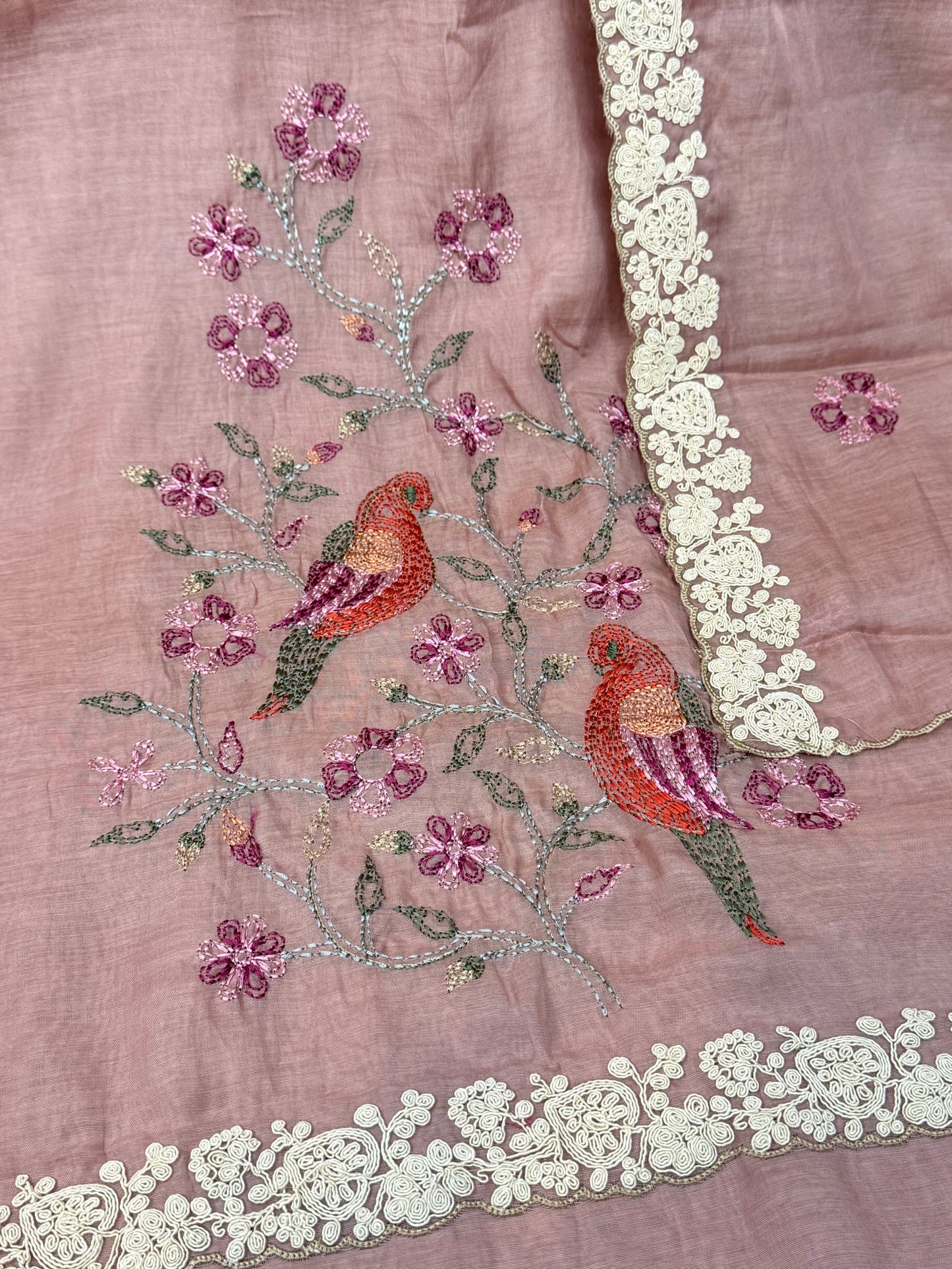 Designer MulMul Suit with Heavy Embroidery