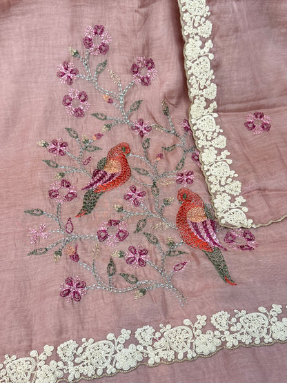 Designer MulMul Suit with Heavy Embroidery
