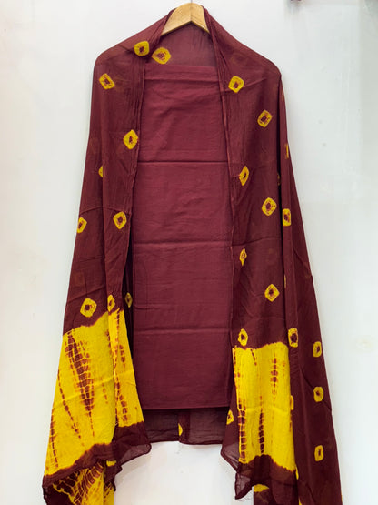 Jaipuri Shibori Printed Suit with Mulmul Dupatta