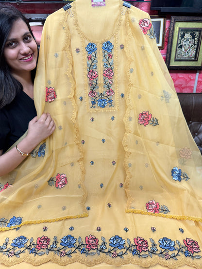 Embroidered Organza Silk Suit