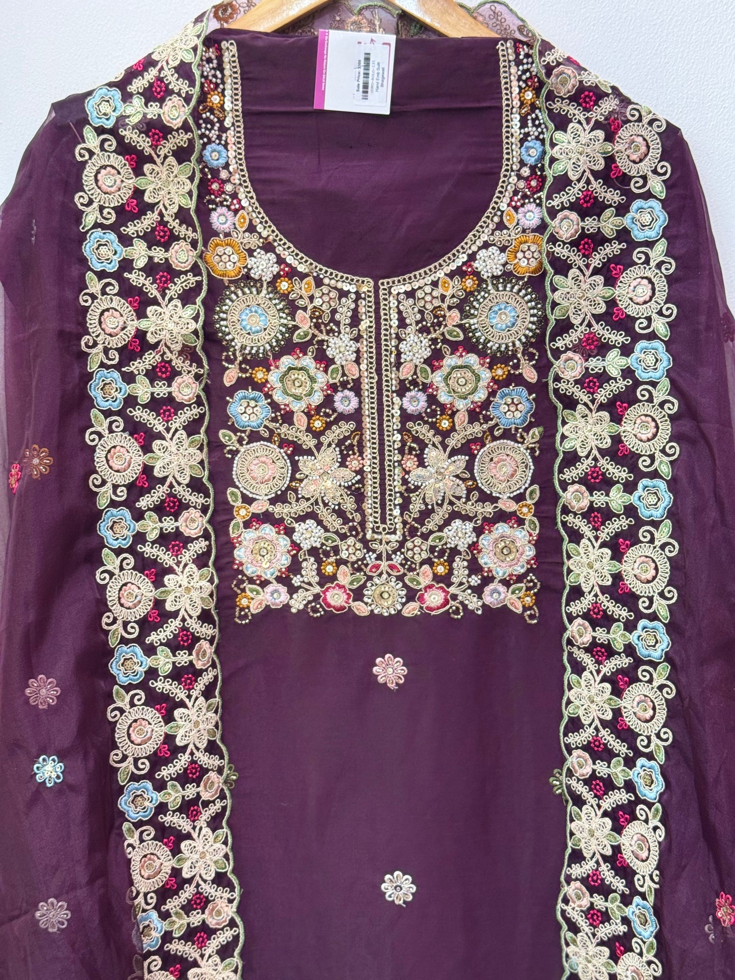 Designer Silk Suit with Hand Embroidery