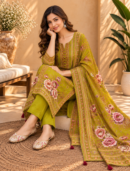 Pure Crepe 3 Pc Suit Set