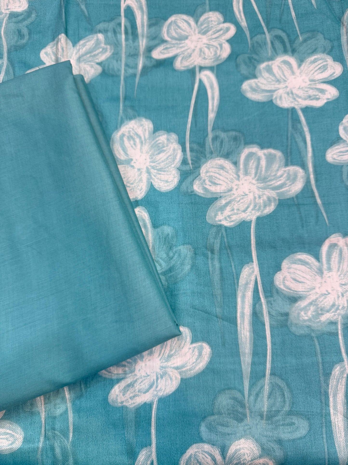 Pure Cotton Muslin Co-Ord Set Fabric upper Bottom Without Dupatta