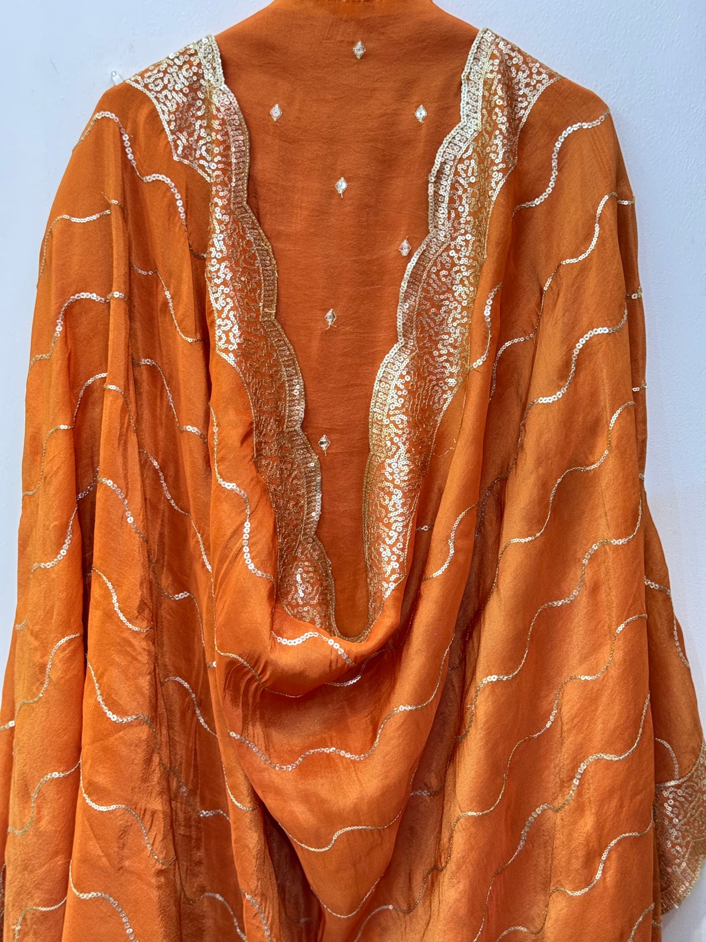 Embroidered Shimmer Silk Dress Material With Designer Dupatta (Unstitched)