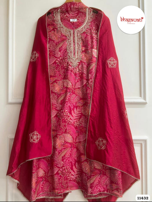 Beautiful Modal Silk Suit with Machine Embroidery