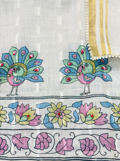 Shimmer Linen Embroidered Suit