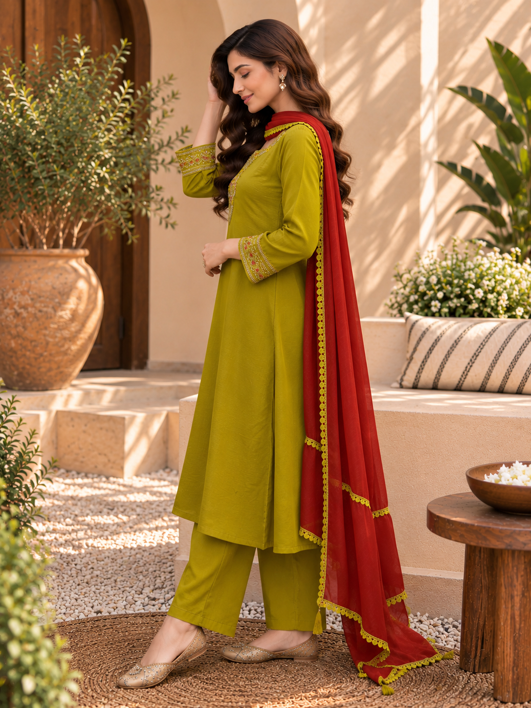 A Line Soft Organza Silk 3 pc Suit