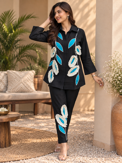 Designer Embroidered Coord Set for Women | Stylish Shirt & Pant Co-Ord Set