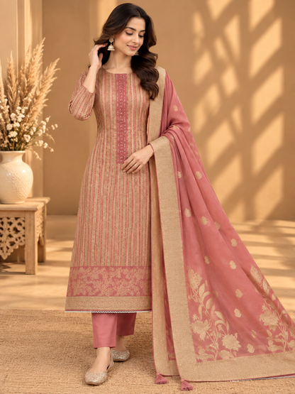 Premium Silk Suit with Embroidered Floral Dupatta & Designer Border | Elegant Festive Wear Suit for Women