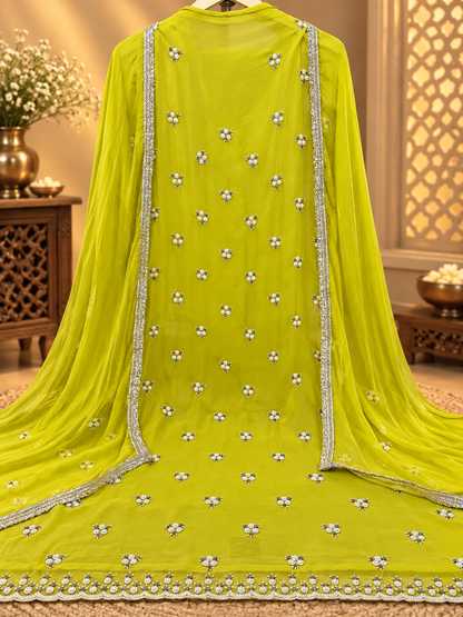 Premium Georgette Suit with Pearl Work & Designer Border | Elegant Party Wear Suit for Women