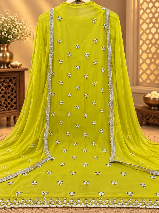 Premium Georgette Suit with Pearl Work & Designer Border | Elegant Party Wear Suit for Women