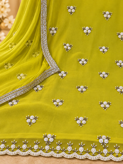 Premium Georgette Suit with Pearl Work & Designer Border | Elegant Party Wear Suit for Women