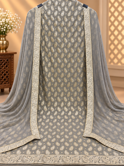 Premium Silk Suit with Elegant Paisley Print & Designer Border | Party Wear Silk Suit for Women