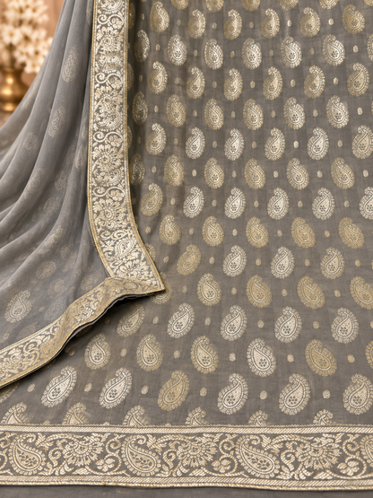 Premium Silk Suit with Elegant Paisley Print & Designer Border | Party Wear Silk Suit for Women