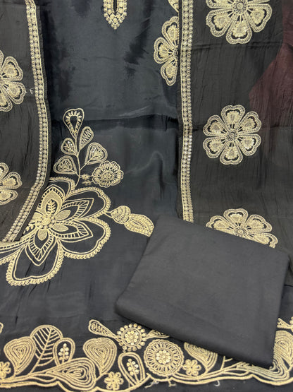 Mulmul Suit with Aari Work for Black Lovers