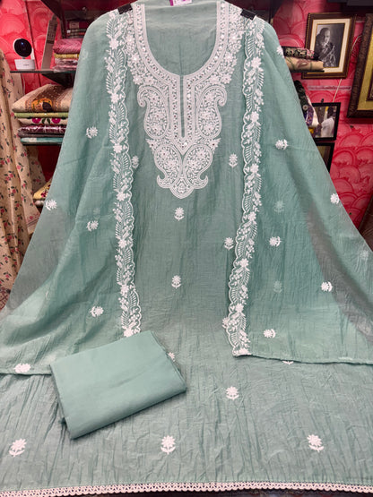 Embroidered Mul Crush Suit
