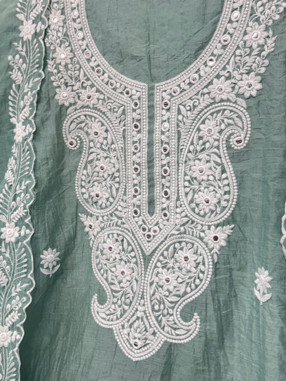 Embroidered Mul Crush Suit