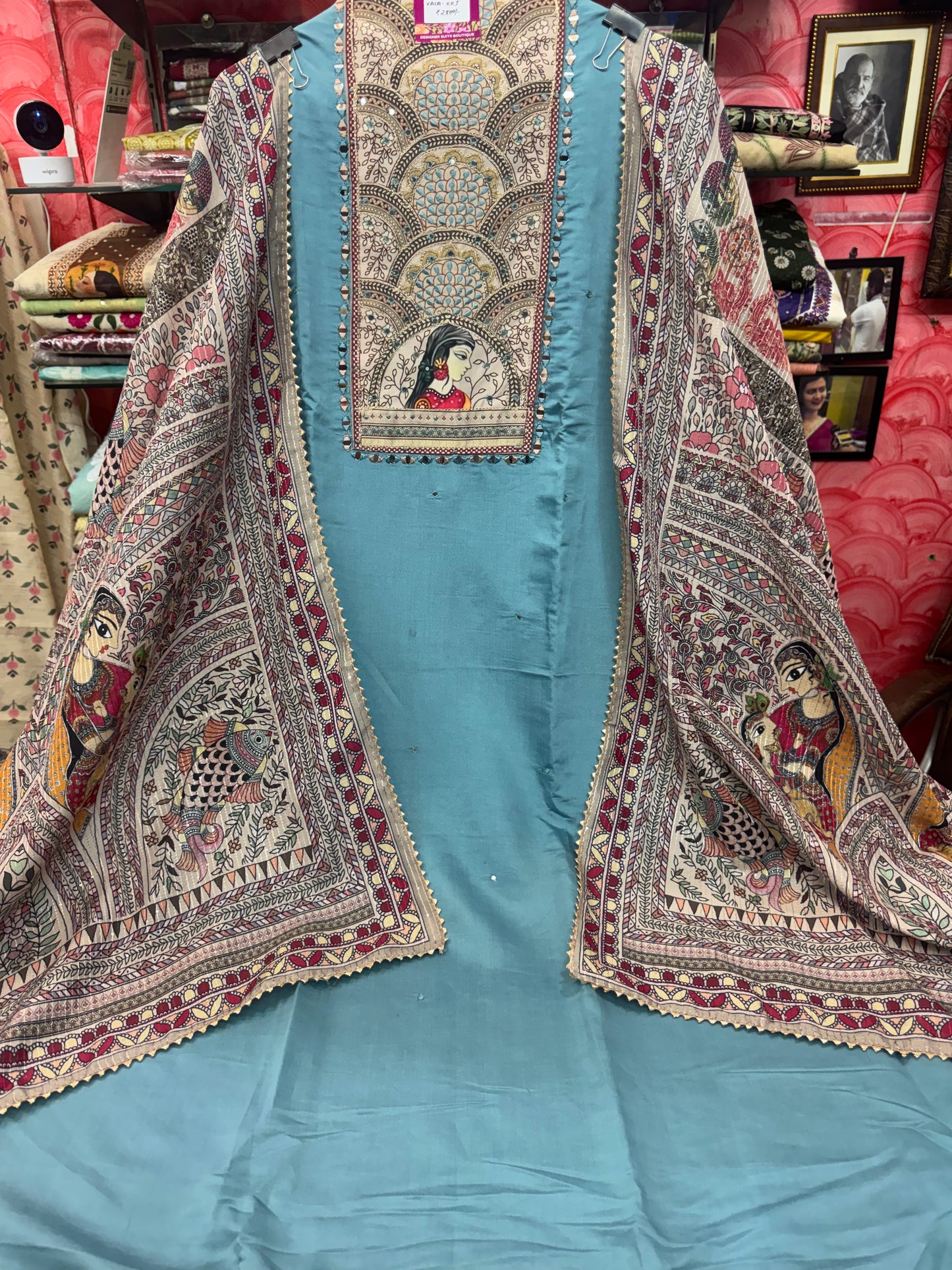 Embroidered Madhubani Art Suit