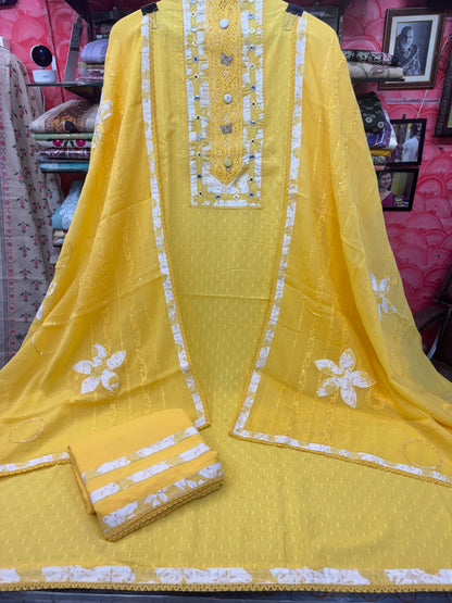 Complete Embroidered Cotton Suit