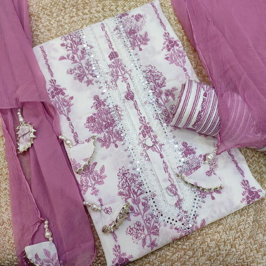 Mirror Work Cotton Suit