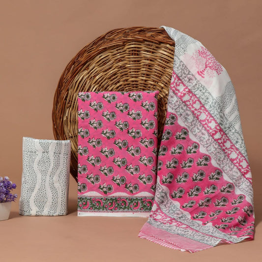Jaipuri Cotton Suit With Cotton Dupatta